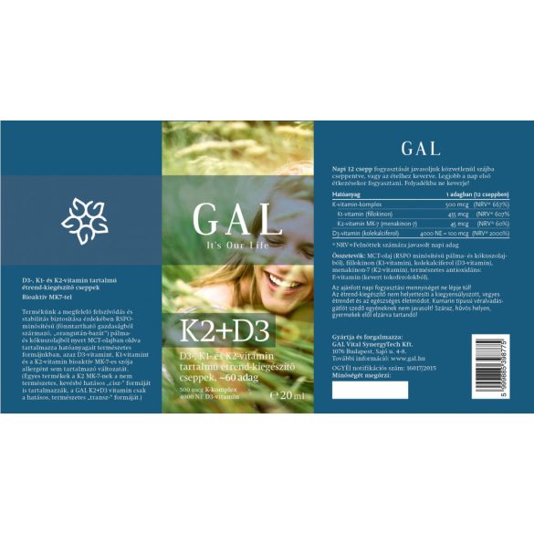 GAL K2+D3 vitamin 60 adag